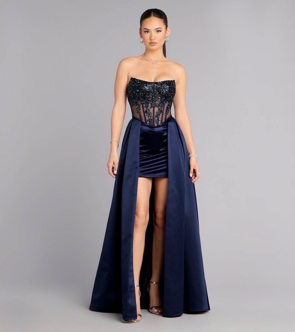 Vivian Satin High Low Formal Dress