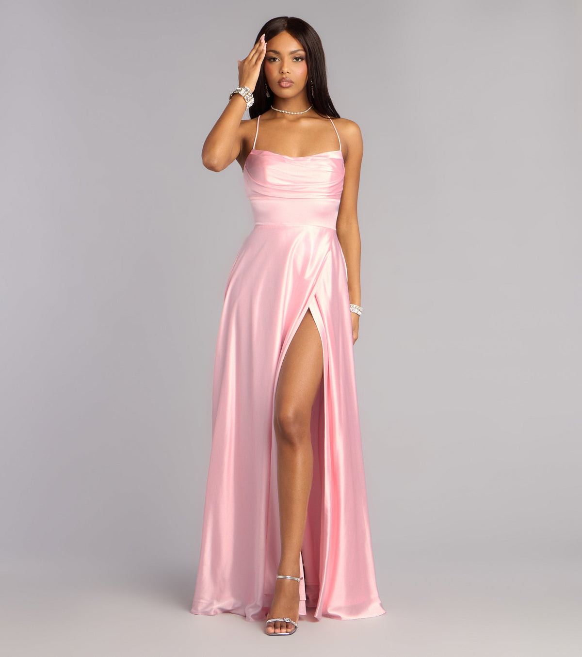 Natasha Satin A-Line Formal Dress