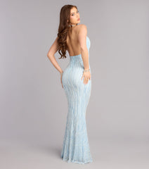 Faith Sequin Pearl Bead Formal Dress