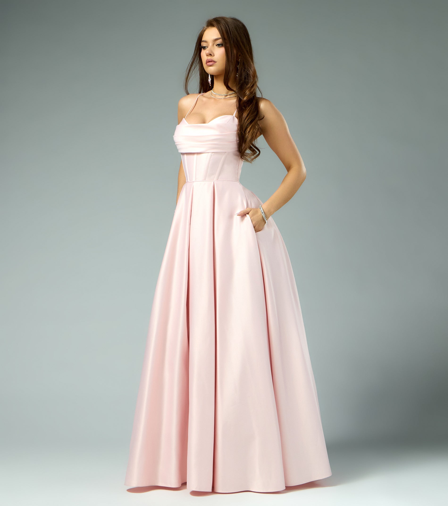 Kayce Satin Corset Lace-Up Ball Gown