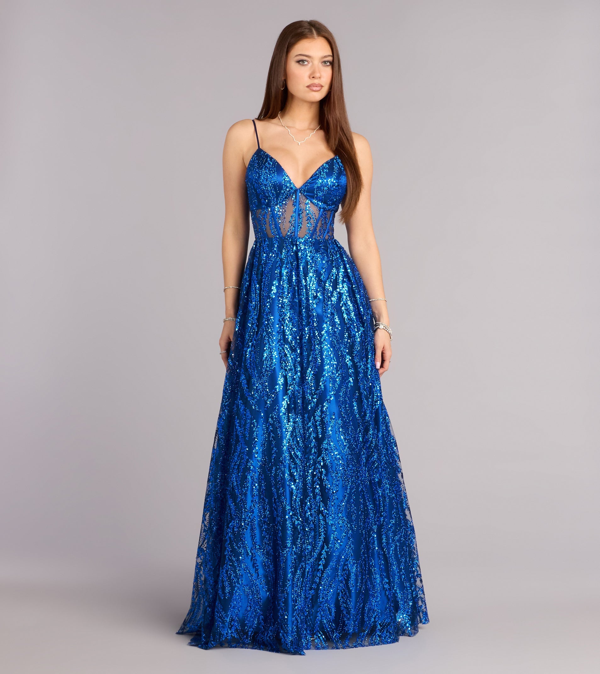 Ivy Glitter Sequin Lace-Up Ball Gown