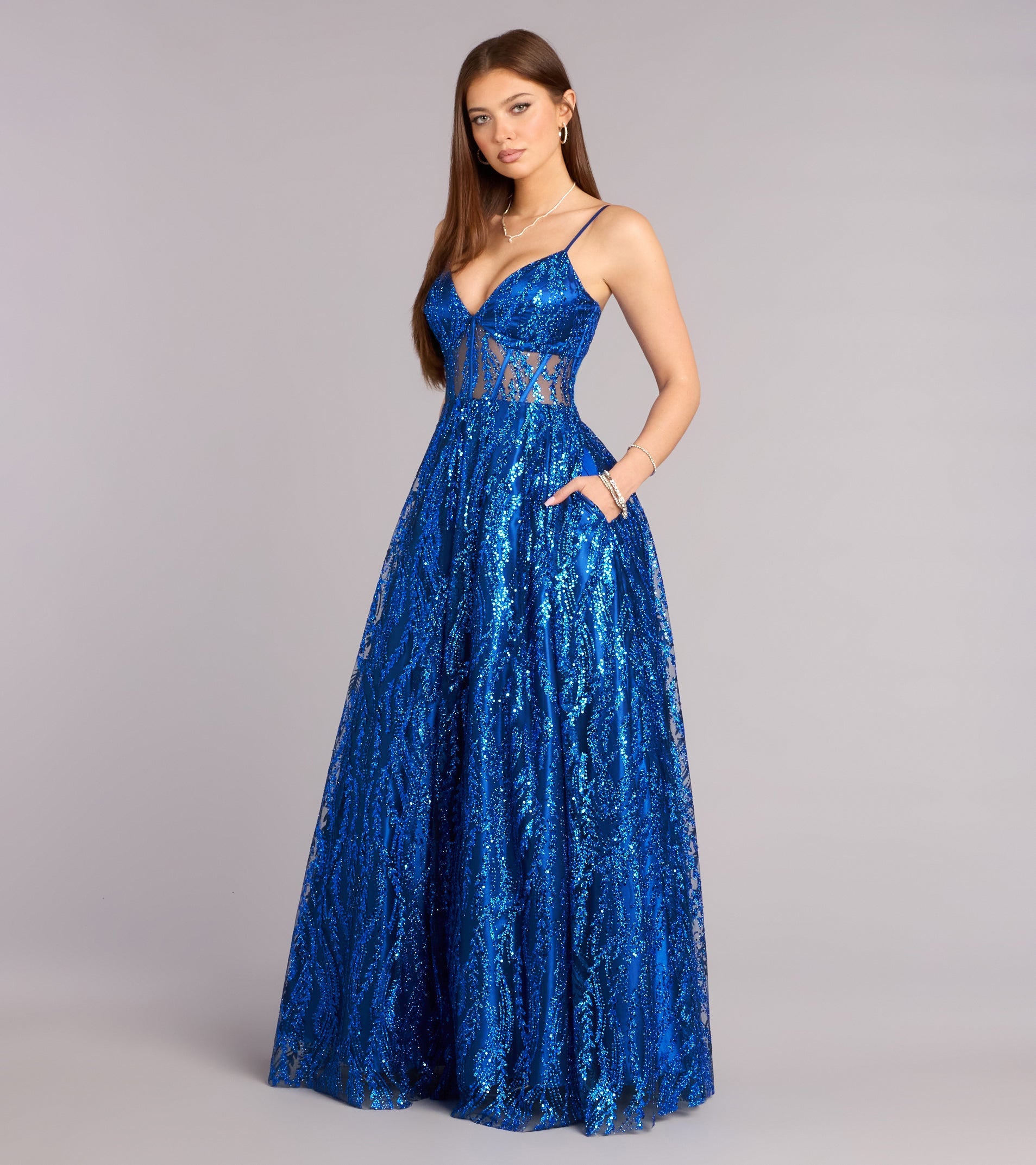Ivy Glitter Sequin Lace-Up Ball Gown
