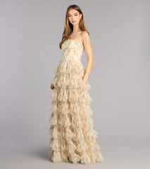 Madisyn Floral Lace-Up Ruffle Ball Gown