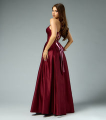 Stacy Satin Contrast Lace-Up Ball Gown