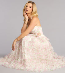 Lynn Floral Swiss Dot A-Line Ball Gown