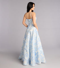 Jackie Floral Satin A-Line Ball Gown