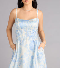 Jackie Floral Satin A-Line Ball Gown