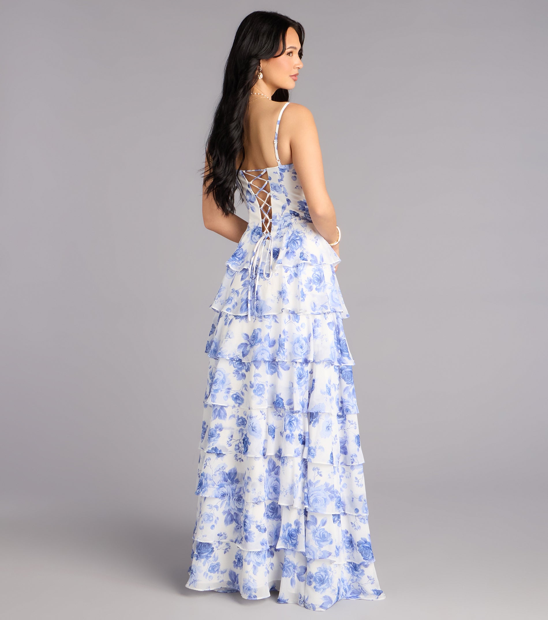 Harmony Floral Chiffon A-Line Ball Gown