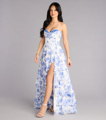 Harmony Floral Chiffon A-Line Ball Gown