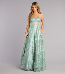 Aria Glitter Sequin Mesh A-Line Gown