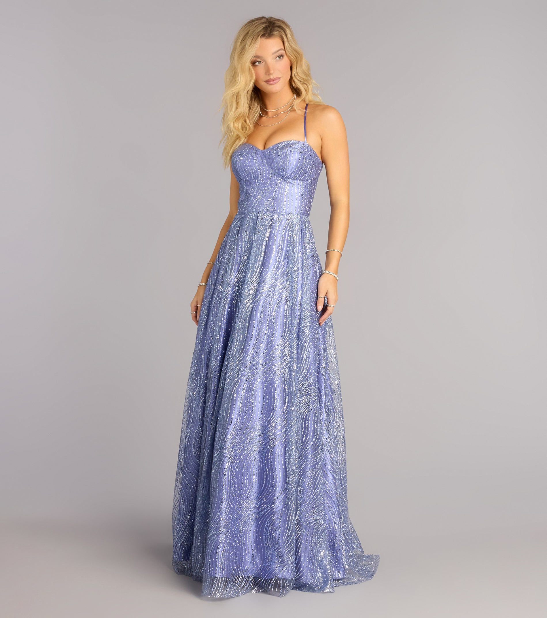 Cecelia Glitter Sequin A-Line Ball Gown