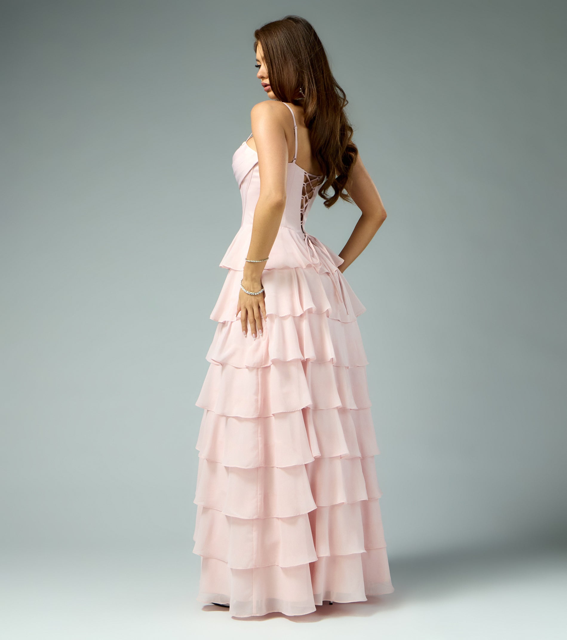 Lilliana Chiffon Ruffle A-Line Gown