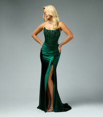 Raven Satin Corset Mermaid Ball Gown