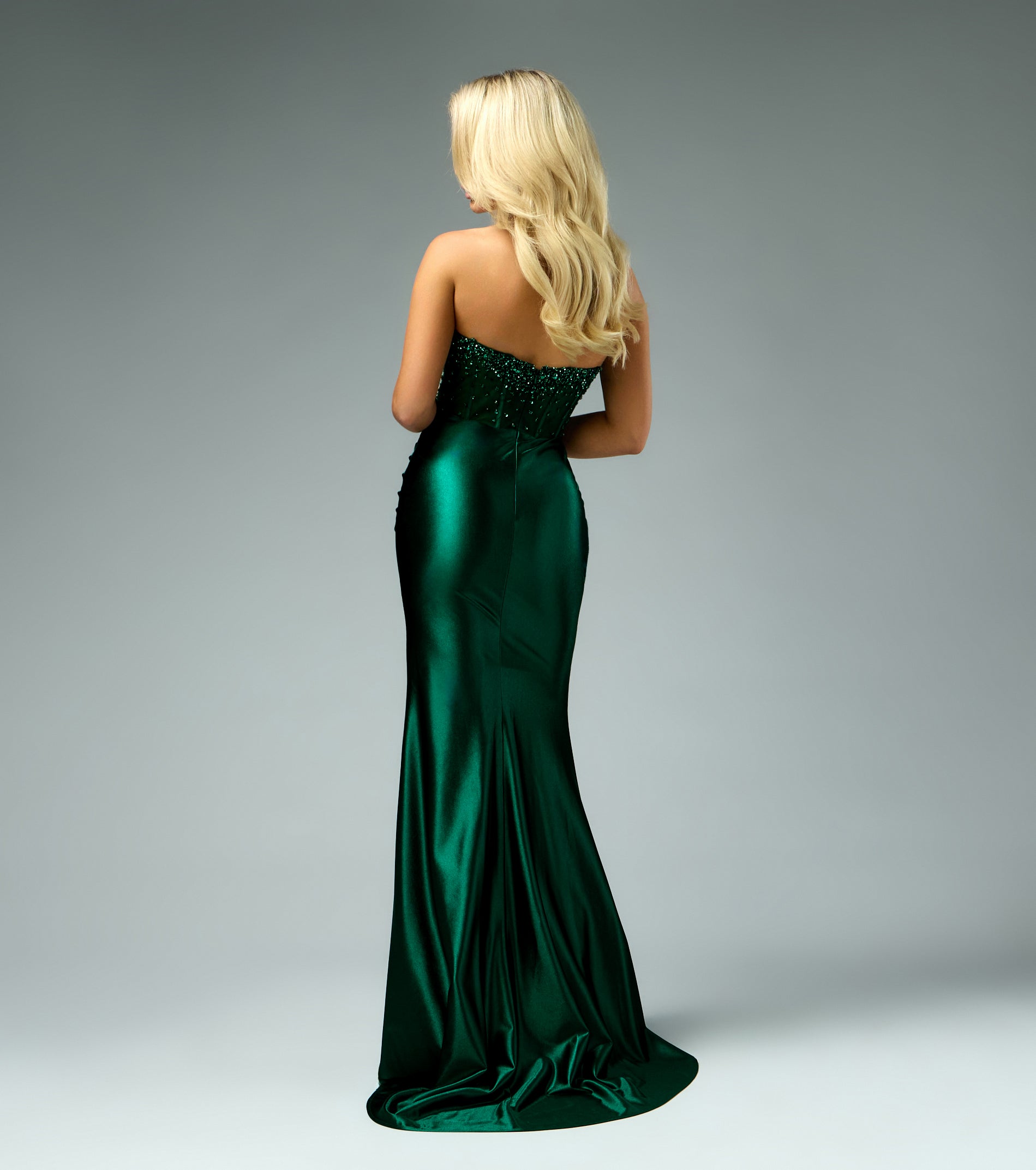 Raven Satin Corset Mermaid Ball Gown