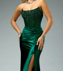 Raven Satin Corset Mermaid Ball Gown