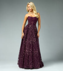 Aria Glitter Sequin Tulle Lace-Up Ball Gown
