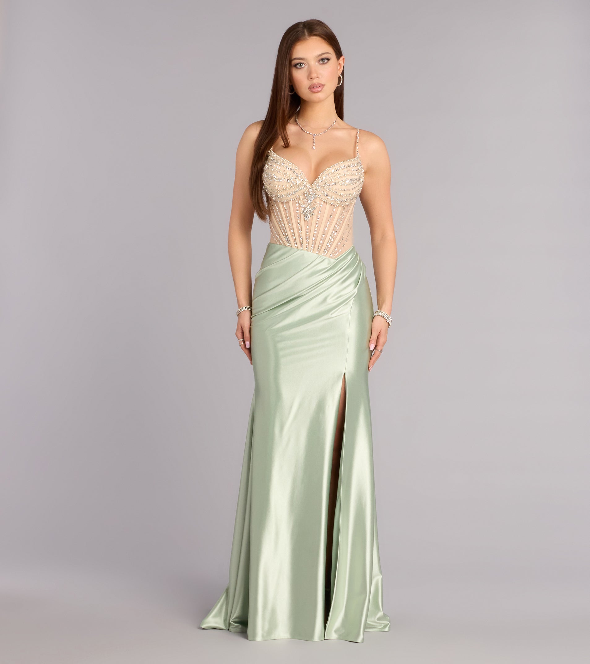 Devon Rhinestone Corset Formal Dress