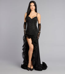 Trina Rhinestone Tulle Ruffled Formal Dress