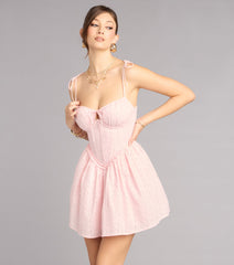 Cutest Plans Floral Eyelet Corset Skater Dress