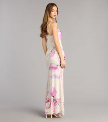 Soft Focus Florals Mesh Maxi Dress