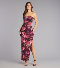 Sultry Floral Mesh Maxi Dress