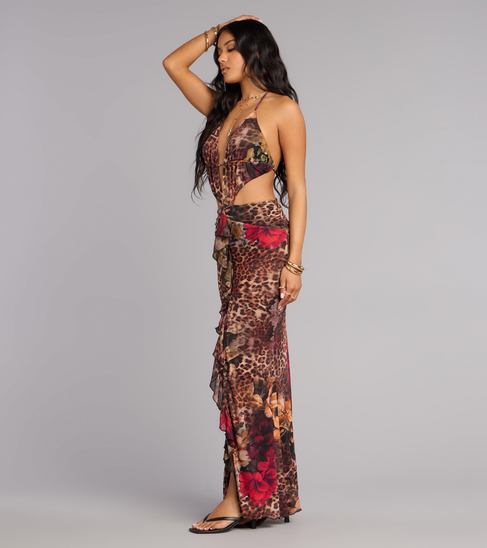 Untamed Beauty Floral Halter Maxi Dress