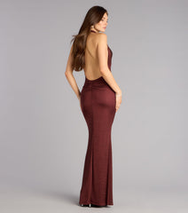 Sultry Flow Plunge Halter Maxi Dress