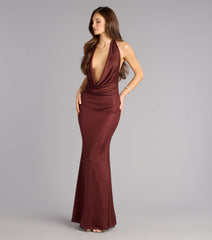 Sultry Flow Plunge Halter Maxi Dress