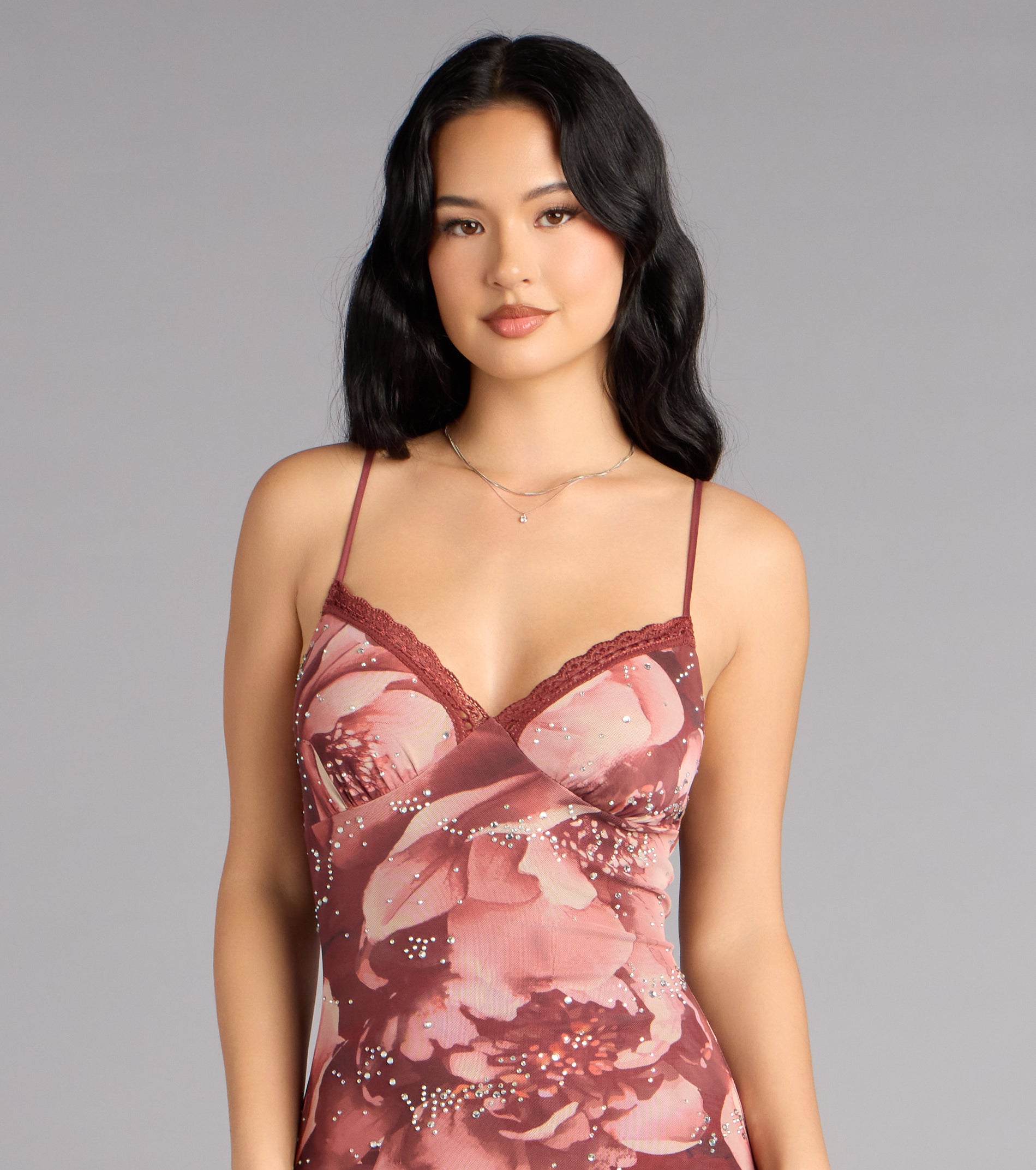 Rosé Nights Floral Halter Maxi Dress