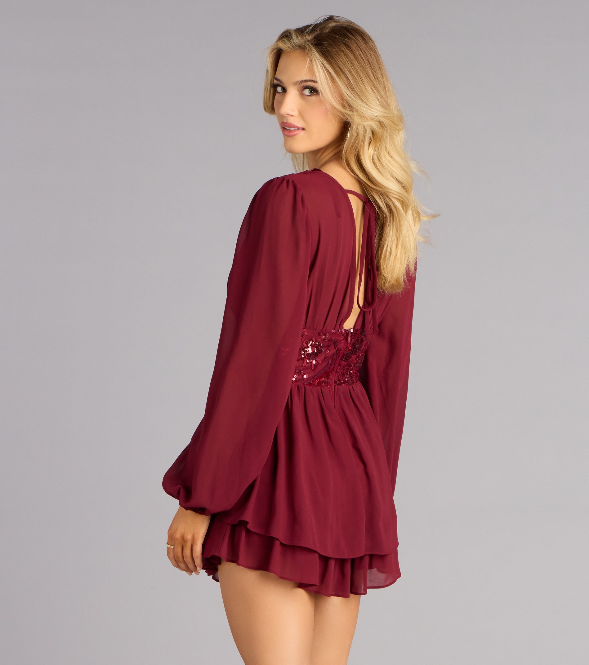 Enchanted Glow Embroidered Chiffon Dress