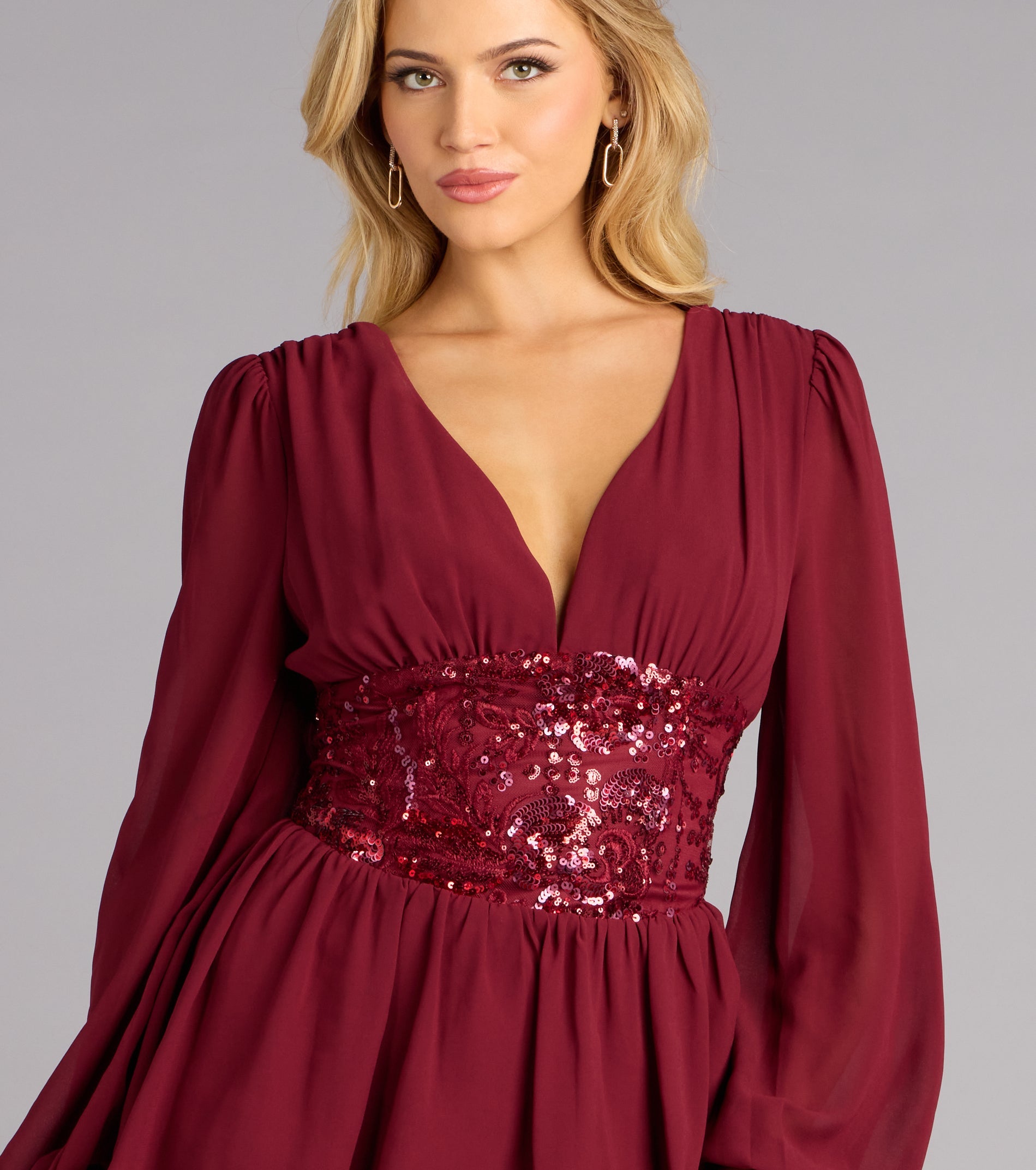 Enchanted Glow Embroidered Chiffon Dress