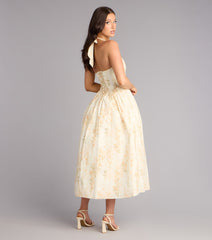 Petals And Plans Halter Lace-Up Midi Dress