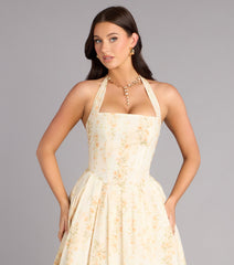 Petals And Plans Halter Lace-Up Midi Dress