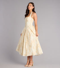 Petals And Plans Halter Lace-Up Midi Dress