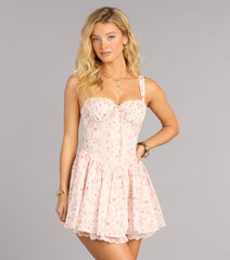Pretty Plans Floral Corset Skater Dress