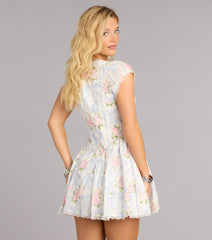 Charming Babe Bow And Floral Print Skater Dress