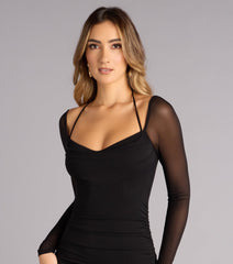 Delicate Drama Ruched Midi Dress