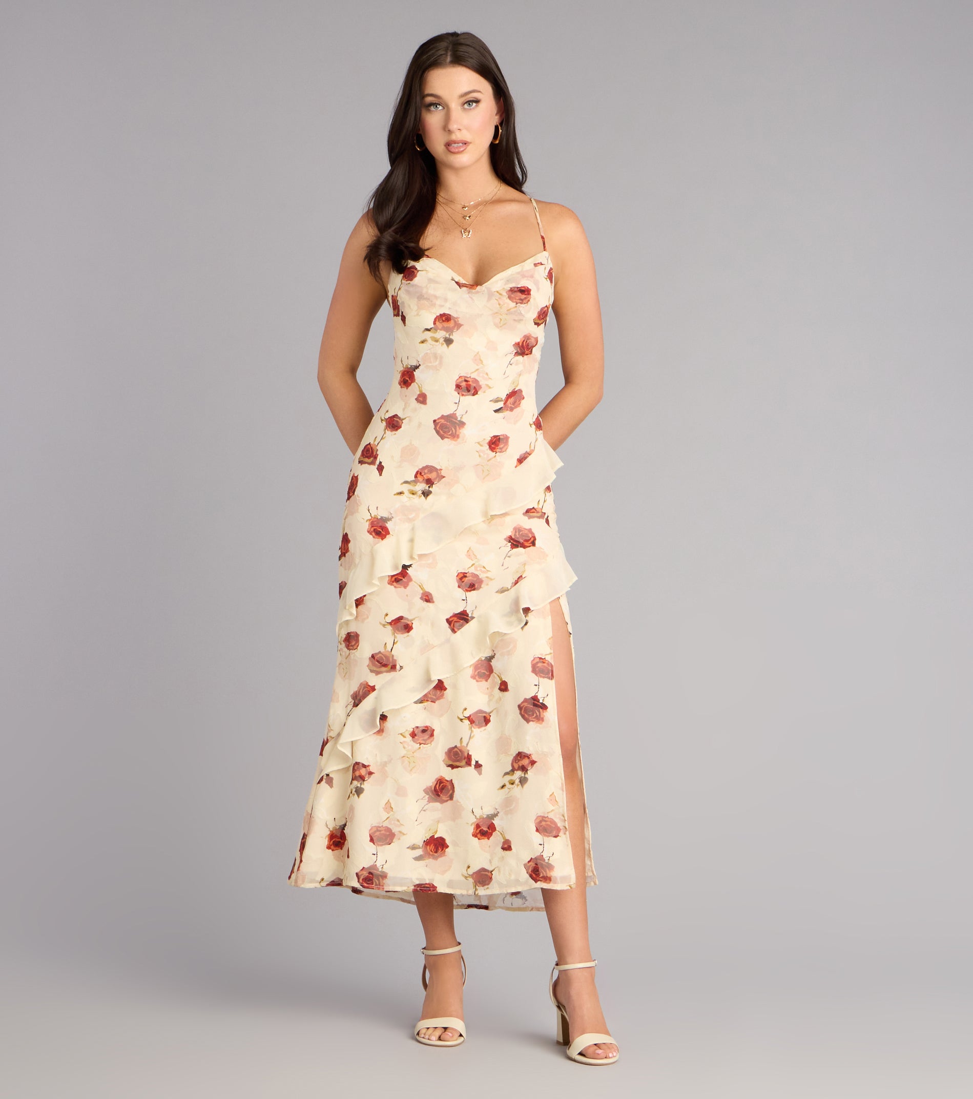 Rosewater Romance Chiffon Midi Dress