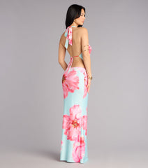 Bold Confidence Floral Print Cowl Neck Maxi Dress