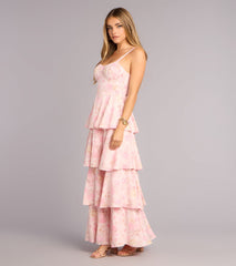 Pretty Agenda Floral Woven Ruffle Maxi Dress