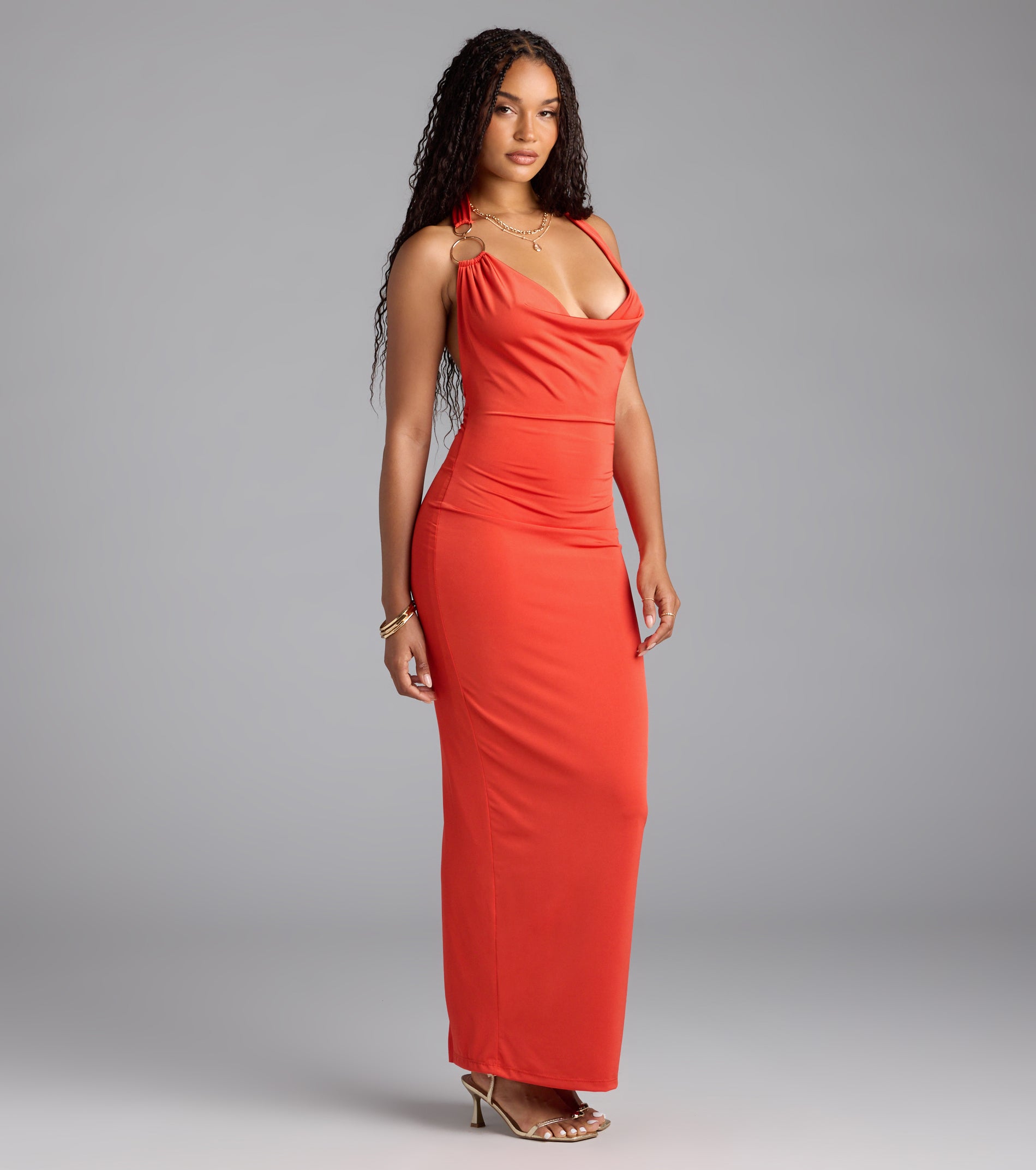 Center Of It All Cowl Neck Maxi Dress
