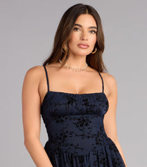 Effortlessly Cute Floral Velvet Burnout Skater Dress