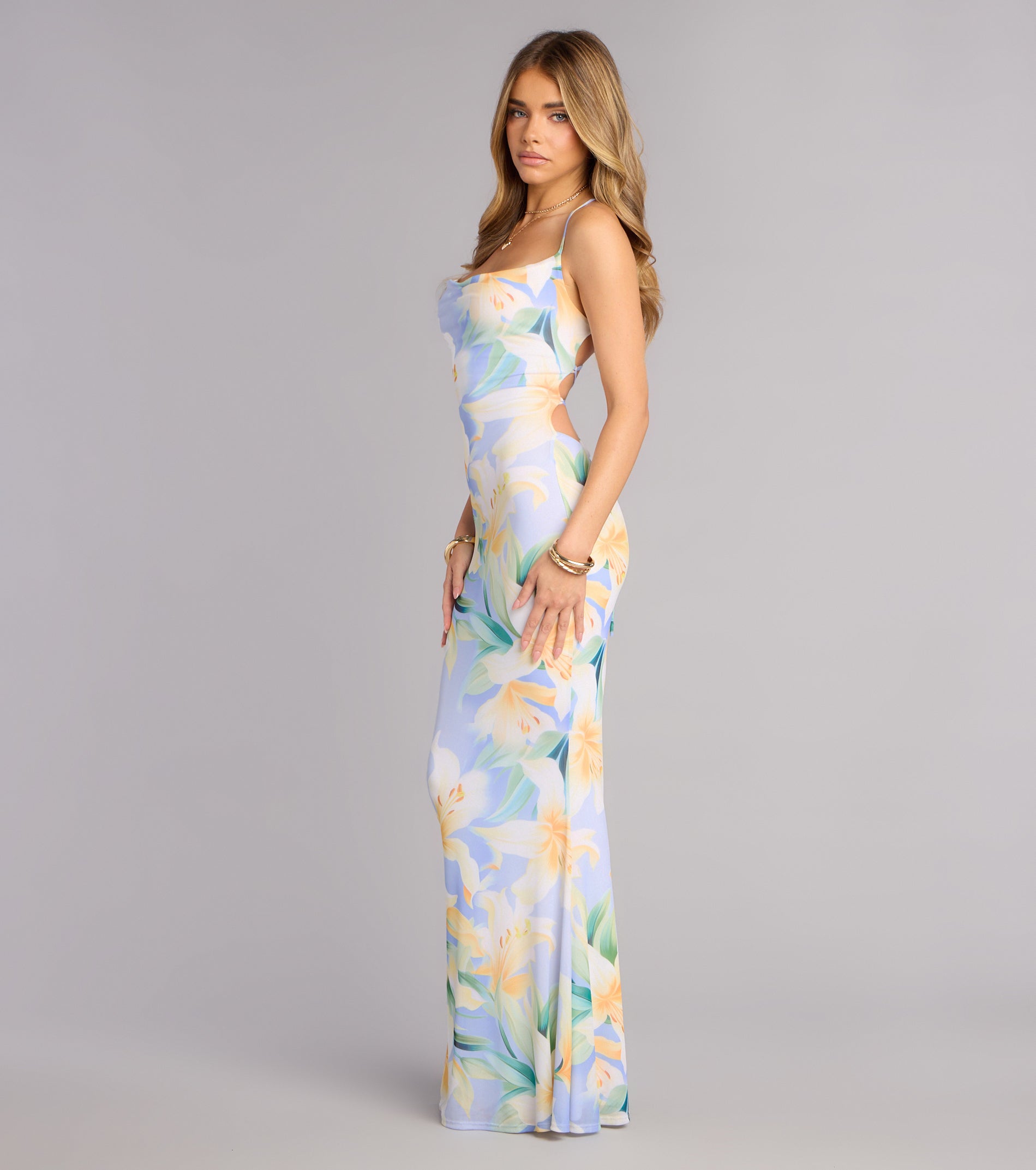 Vacation Coded Floral Maxi Dress