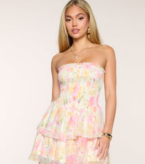 Fresh Bloom Floral Chiffon Mini Dress