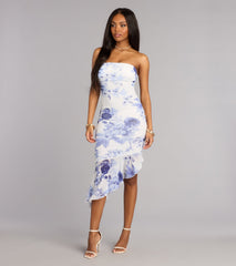 Easy Romance Strapless Floral Midi Dress
