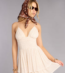 Brunch Flirt Polka Dot Ruffle Skater Dress