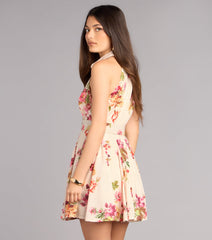 Brunch Plans Belted Floral Skater Dress