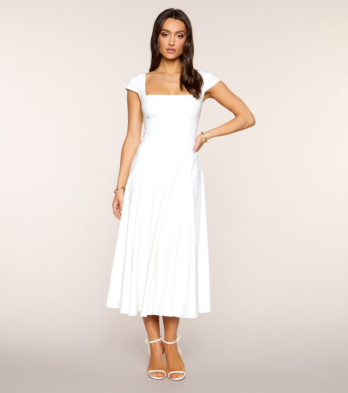 Pretty And Polished Lace-Up A-Line Midi Dress