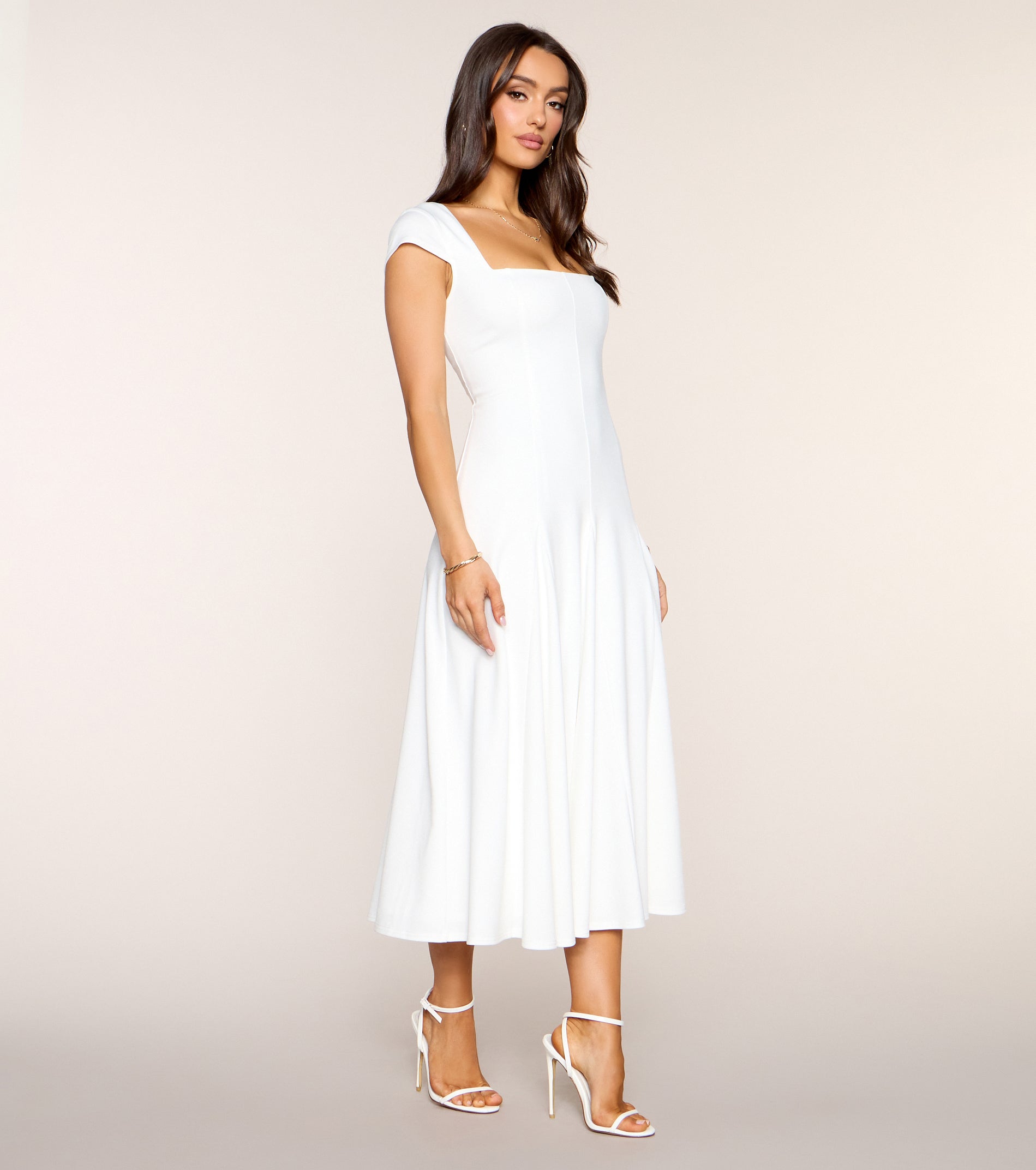 Pretty And Polished Lace-Up A-Line Midi Dress