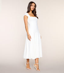 Pretty And Polished Lace-Up A-Line Midi Dress